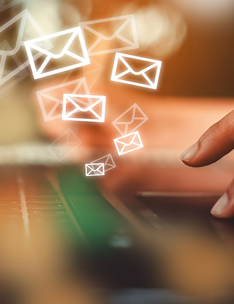 vecteezy hand typing on a keyboard with communication icons 2073405