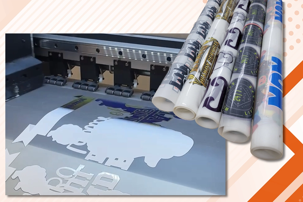 DTF transfer being heat pressed onto a t-shirt with bright, durable colors